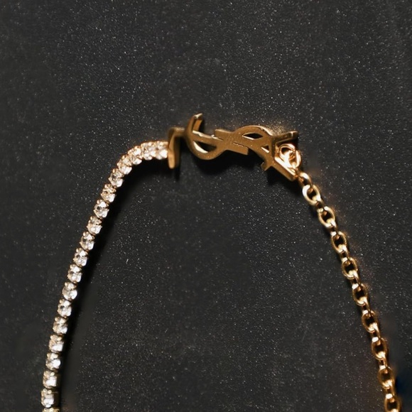 Y S L Initials Gold Bracelet with Crystal Accents - NEW - Picture 3 of 3
